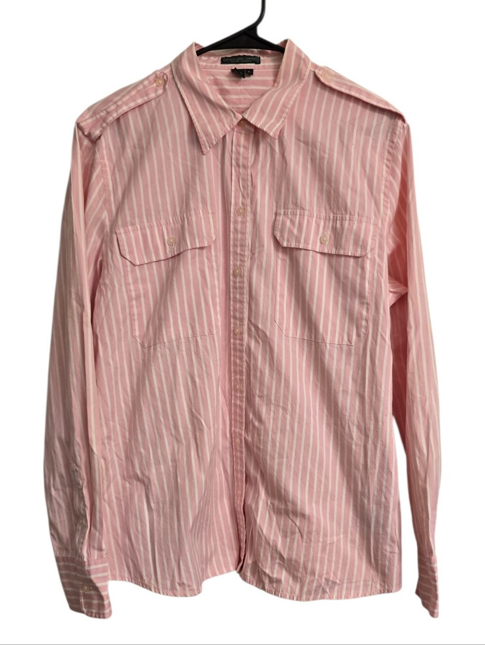 Lauren Ralph Lauren Pink White Striped Career Button Down XL